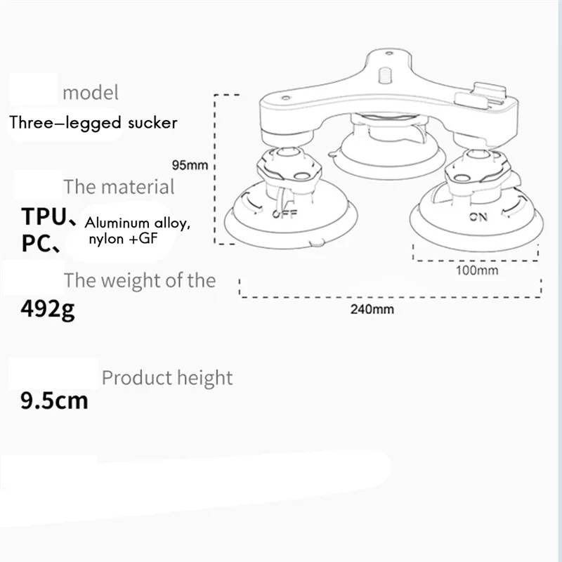 A47F-1 بوصة الكرة رئيس جبل الثلاثي تويست شفط كأس نافذة السيارة تويست قفل شفط كأس قاعدة ل GOPRO 12 Insta360 Go3 #5