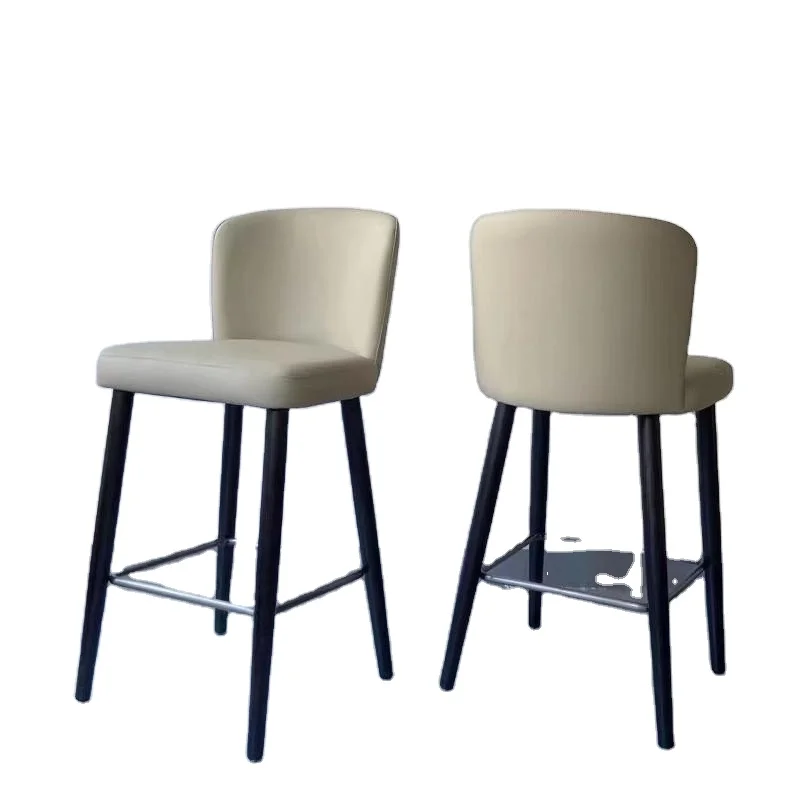 

High Chair with with Stainless steel footstool Bar Chair Simple design PU Leather Bar Stool