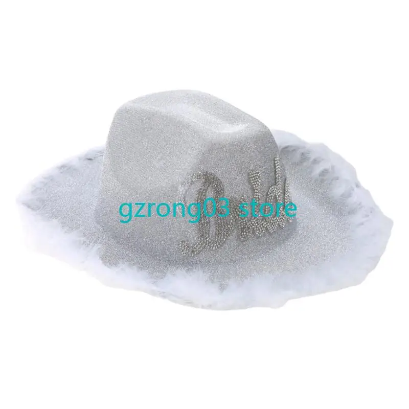 

127C Glitter Cowgirl Hat Bridal Party Hat Bride Cowboy Hat Bachelorette Party Hat
