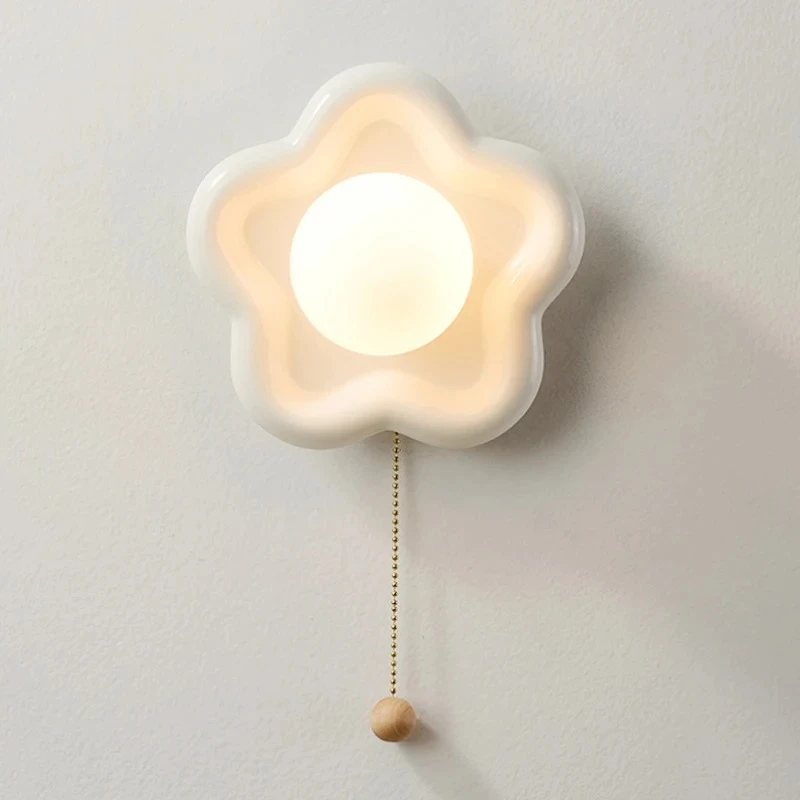 

Цветные керамические настенные светильники с лепестками цветов, милая прикроватная лампа для спальни для девочек, современная детская комната, детская комната, настенные светильники для комнаты принцессы