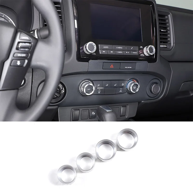 

For Nissan Frontier 2022+ Car central air conditioner volume knob ring Aluminum alloy interior accessories 4 Pcs