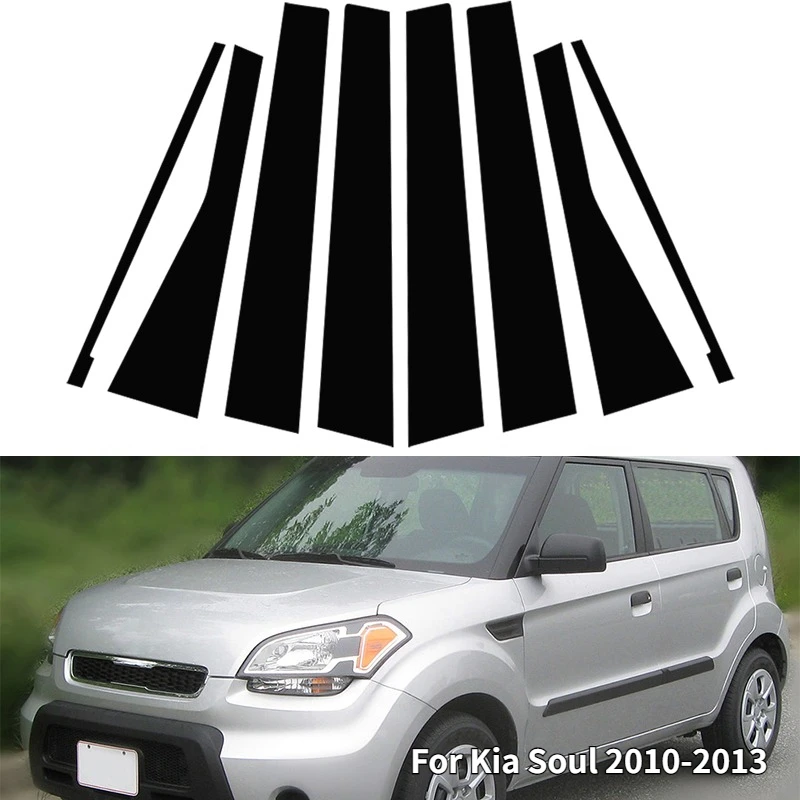 

8Pcs Car Window BC Pillar Posts Door Trim Cover Stickers For Kia Soul 2010 2011 2012 2013 Auto Exterior Styling Decorative Parts