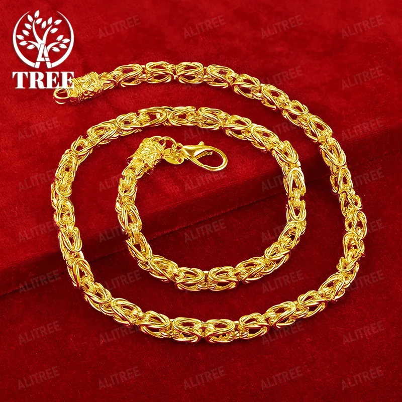 50cm 18k Gold Necklace Dragon Bone Chain For Women Men Trendy Party Wedding Birthday Fashion Jewelry Gift Accessories Luxury