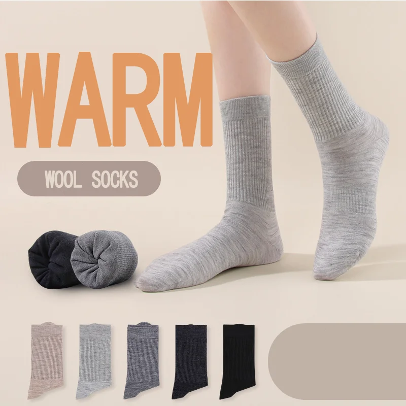 DONGAI 1 Pairs Winter Thermal Women Socks Wool Cashmere Thicken Warm Socks Japanese Style Knitting Harajuku Homewear Crew Socks