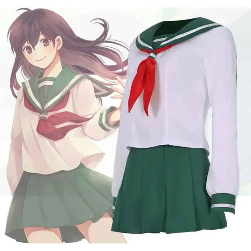 InuYasha Kagome Higurashi Anime Cosplay Costume pour femmes, uniforme pour filles, chemise trempée, jupe, Halloween, carnaval, adulte, MN9