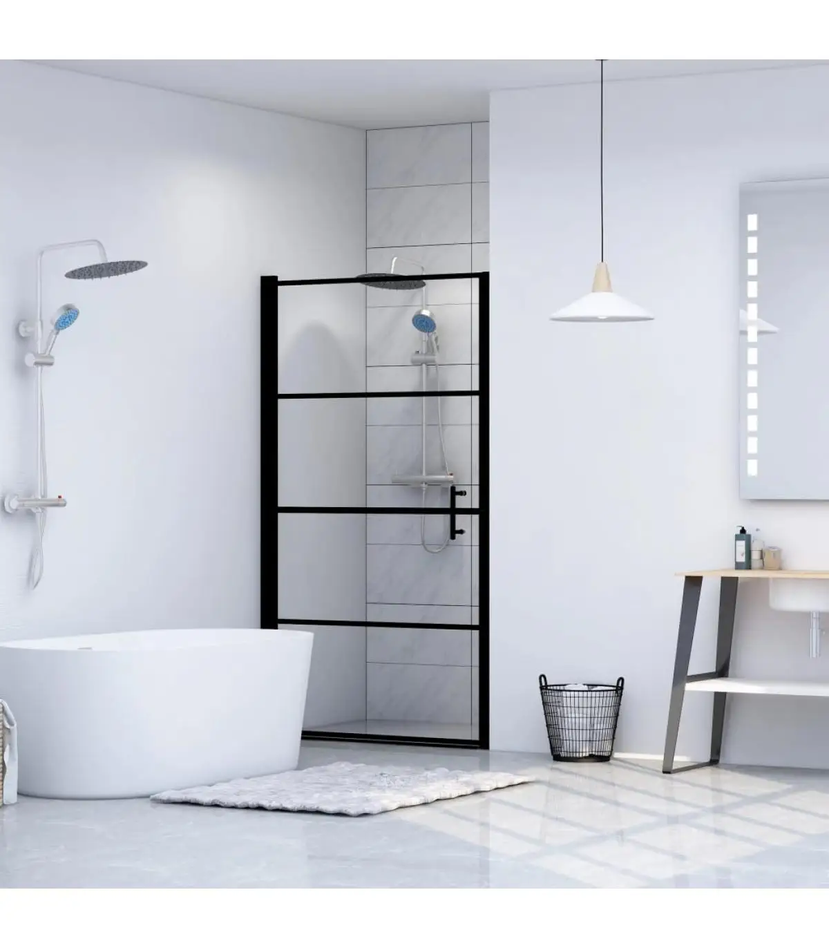 Shower doors black tempered glass shower door 81x195 cm