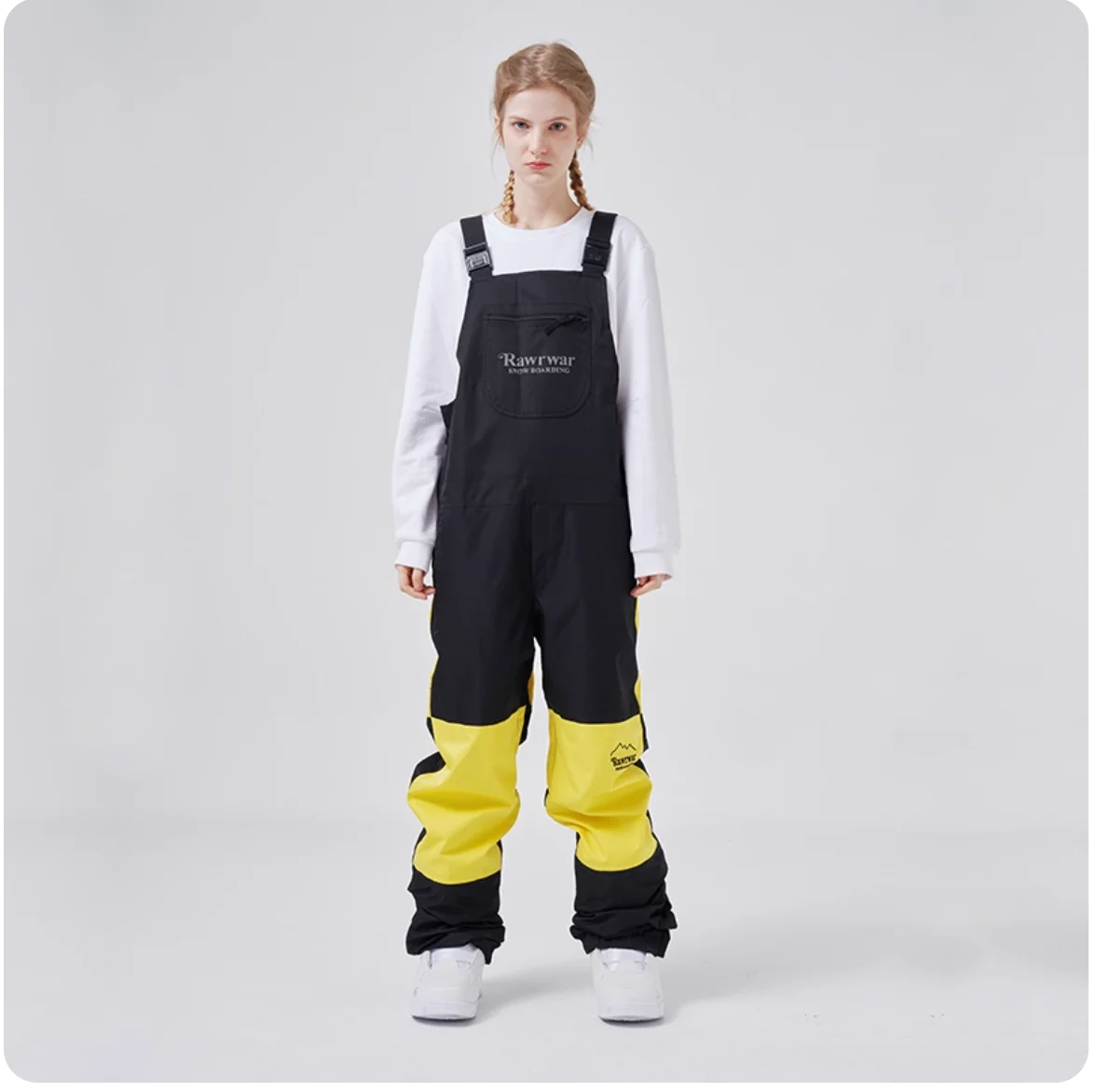 RAWRWAR Calça térmica slim fit com babador de esqui para homens e mulheres 2025 à prova d'água à prova de vento com suspensórios equipamento para clima frio