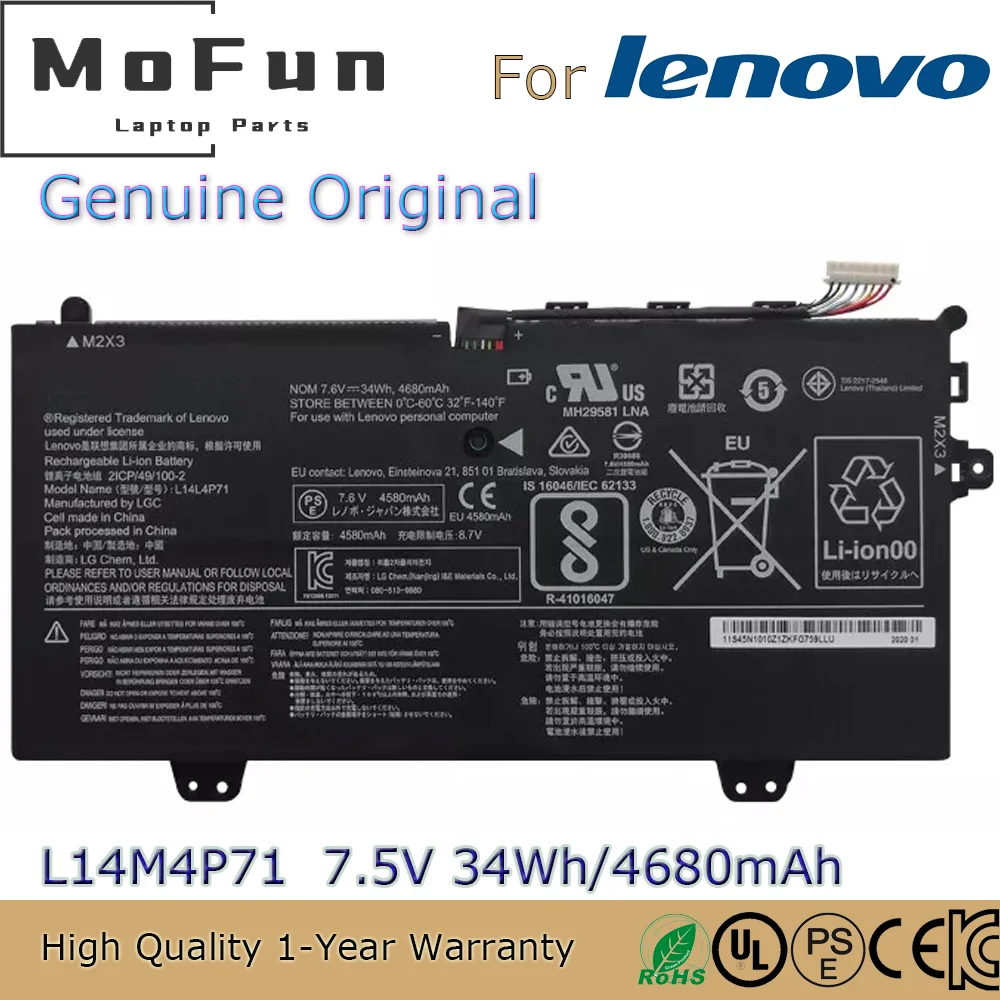 L14M4P71 7.5V 34Wh Original Laptop Battery for Lenovo Yoga 3 1170 3-11 700-11ISK L14M4P73 L14L4P72 L14L4P71 5B10G52141