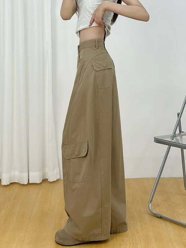High Waist Wide Leg Workwear Jeans Women's Casual Straight Cut Loose Drapey Coffee Color Spring Season Ladies Jeans