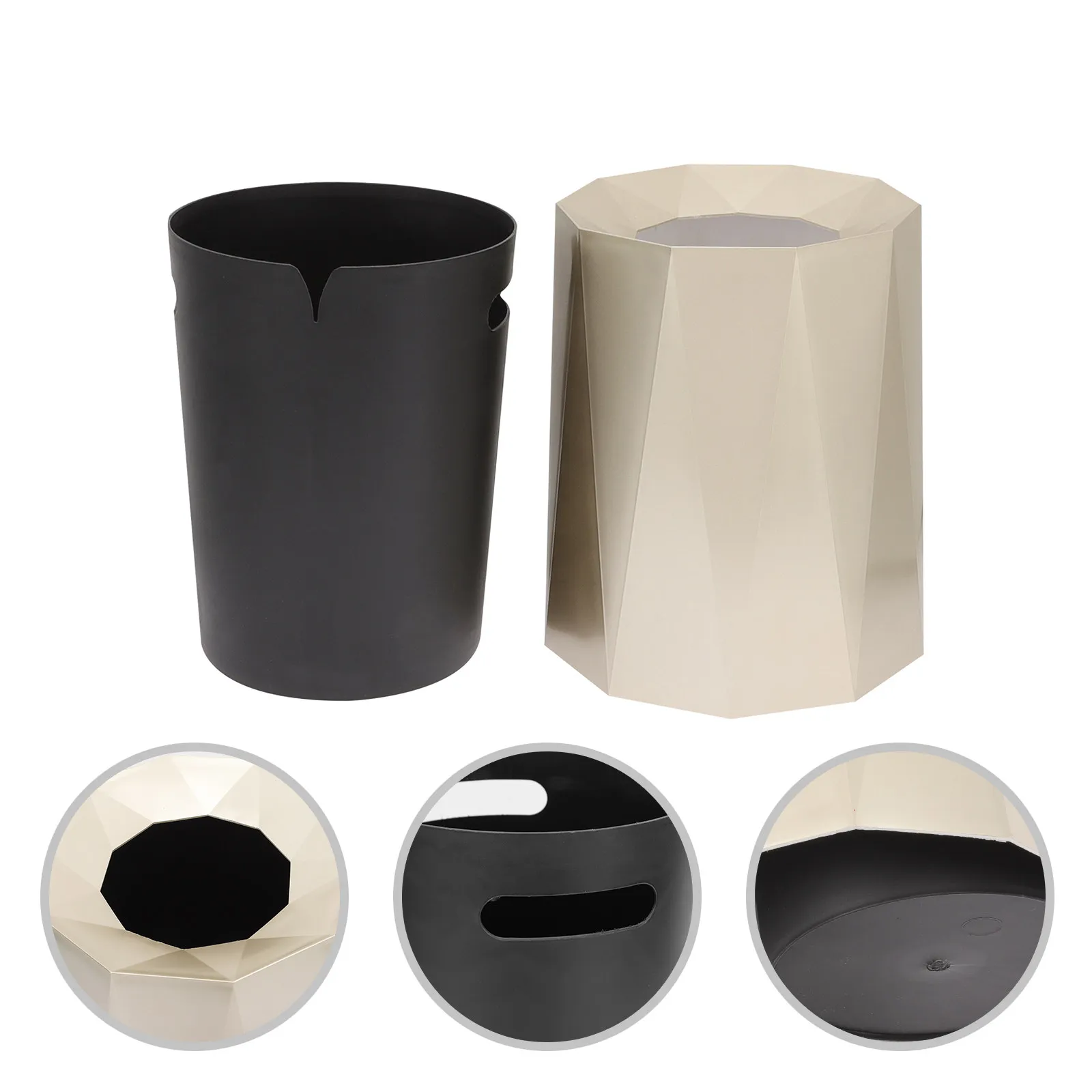 

Modern Gold Trash Can Round Design Heavy Duty Plastic Garbage Bucket Simple Fashion Home Office Use Waste Storage Bin Garbage