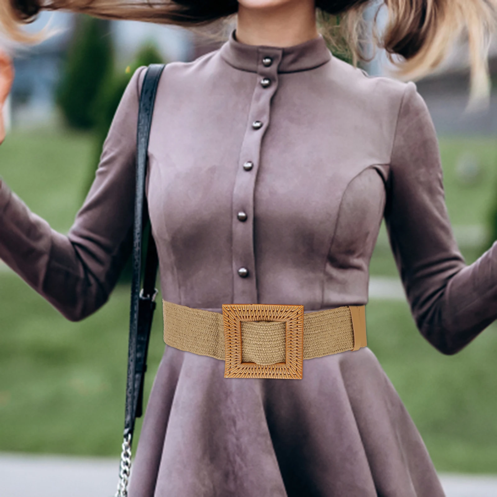 

3 Pcs Straw for Black Khaki Wide Dress Belts For Women Wide Belts For Women Dresses Beige Dress Accessories