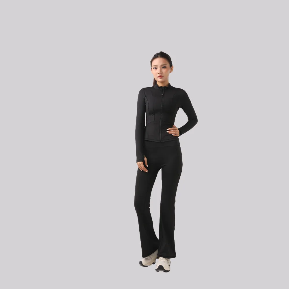 

New Yoga Activewear Set: Slim-Fit Zipper Long-Sleeve Top & High-Stretch Leggings Two-Piece Set