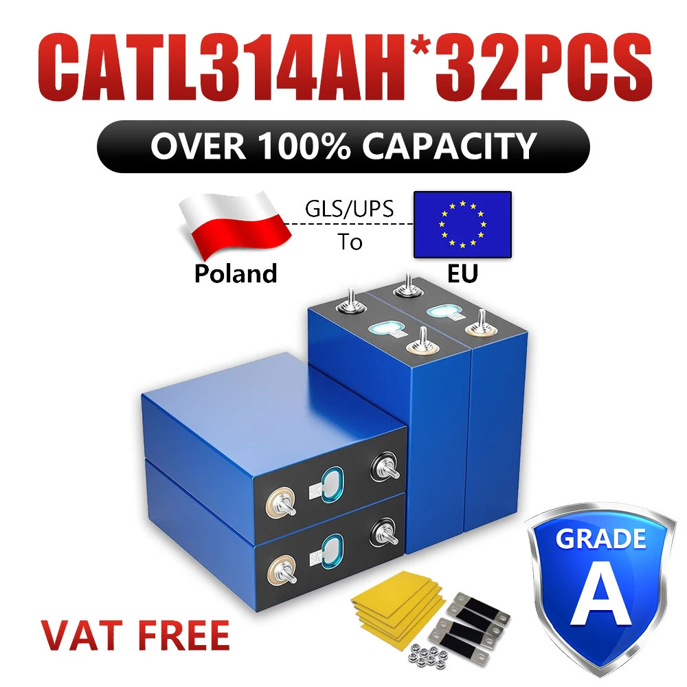 Lifepo4 batterij 3.2V 314Ah Grade A Lithiumbatterij Volledige capaciteit DIY 12V 24V 48V RV zonne-opslag oplaadbare batterij BELASTINGVRIJ