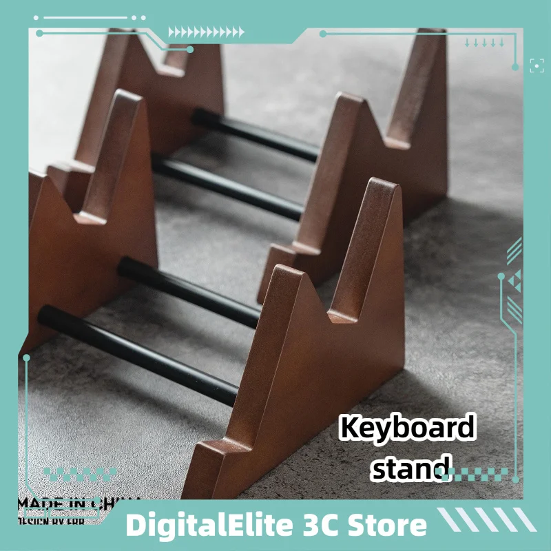 

Original Double Layer Customizable Mechanical Keyboard Stand Display Rack Solid Wood Walnut Color Computer Office Accessories