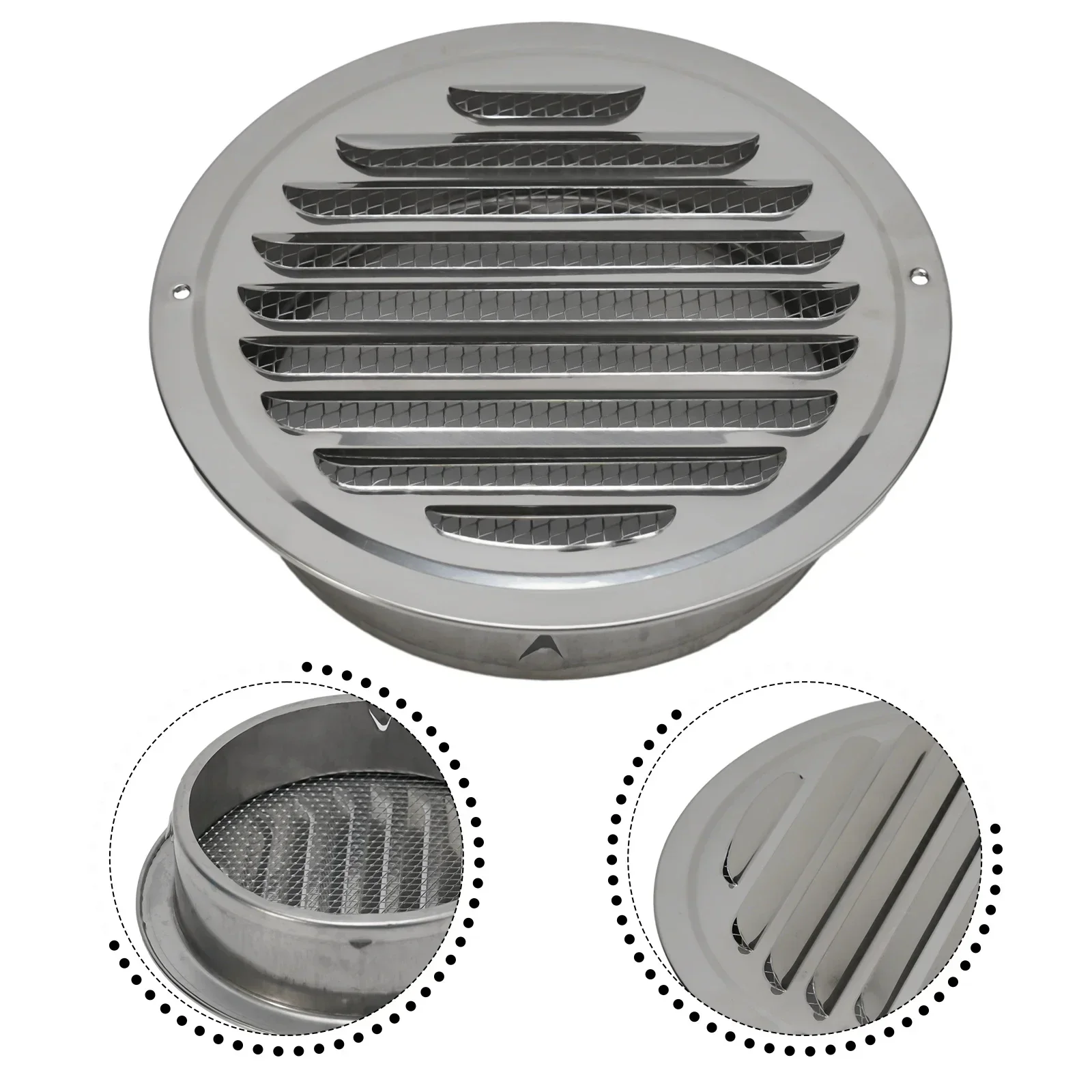 70-300mm Round Stainless Steel Vent Grille Exterior Wall Duct Ventilation Tool Circle Air Vent Grill Cover Protection Ducting