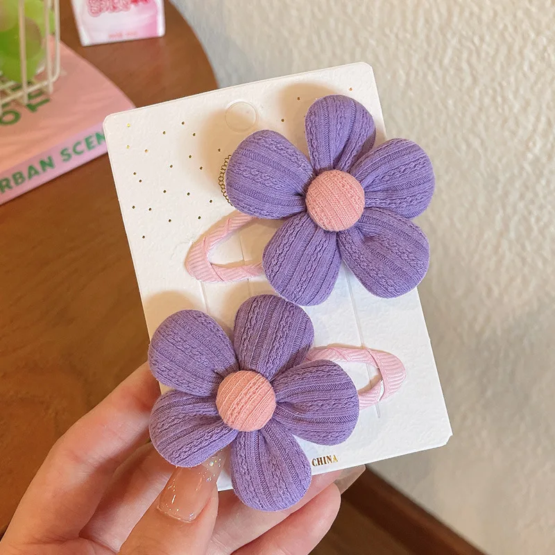 2PCS New Cute Simple Fabric Flower Baby BB Clips Girls Hairpins Hair Clips Kids Headwear Children Hair Accessories