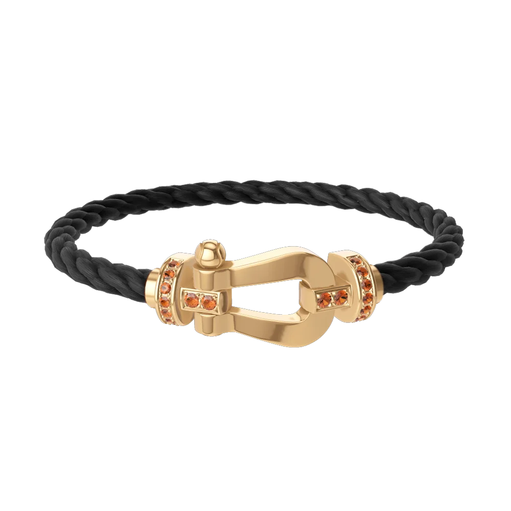 

Joint-design, semi-set diamond and colored diamond horseshoe-shaped bracelet
