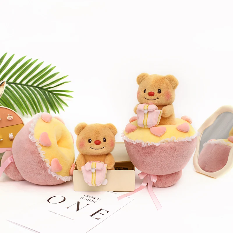 

Kawaii Bear Bouquet Plush Toys Soft Delicate Pink Bouquet Cute Room Decor Sweet Romantic Gift To Girls Party Decor