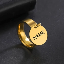 Lemegeton Personalized Name Rings For Women Custom Name Engraved Text Signature Handwriting Letter Ring Stainless Steel Jewelry