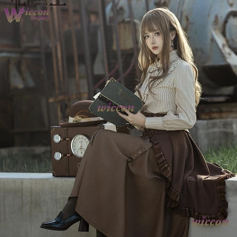 قبعة المحكمة الملابس Fors جدار أنيمي سيد الألواح تأثيري Steampunk نمط فستان بني هالوين الكرة ثوب النساء القمصان معطف HQ
