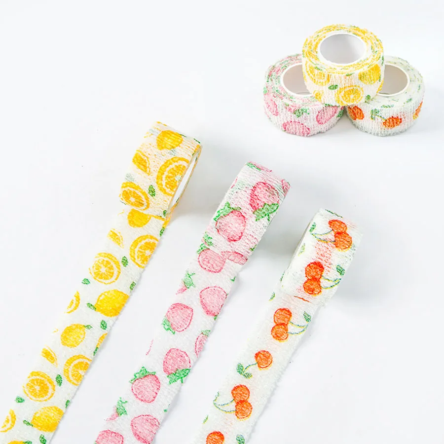 3 Pcs Finger Bandage Finger Protection Students Write Fruit Series Elastic Tape Self-adhesive Anti-wear Cocoon Finger Sleeve