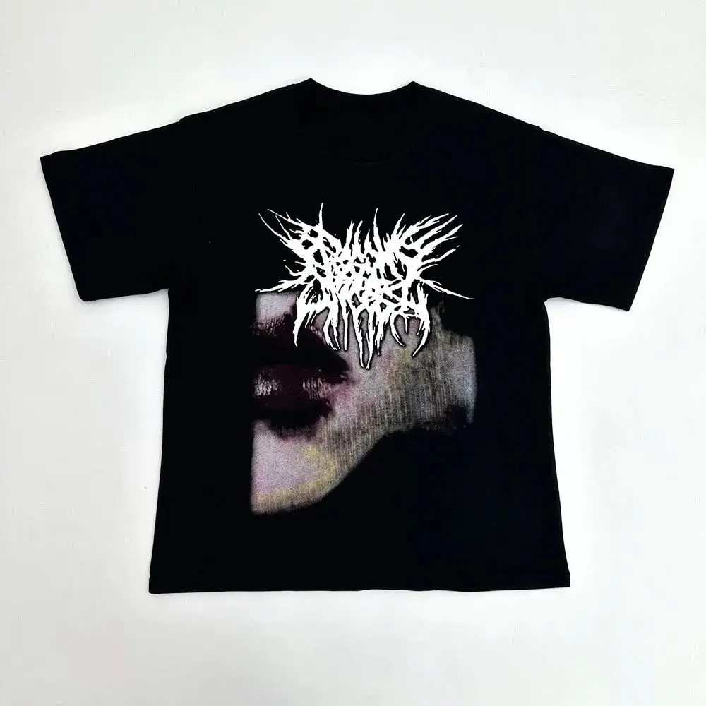Vintage Harajuku Tops Retro New Goth Style Short Sleeve Punk Y2k Tops Death Wish Playboi Carti Slogan Fatuousness T-Shirt Unisex