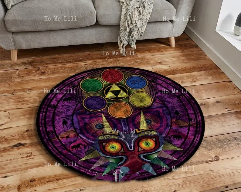 Retro Style Game Room Carpet Gaming Decor Zelda Majora’S Mask Rug Gift For Gamer