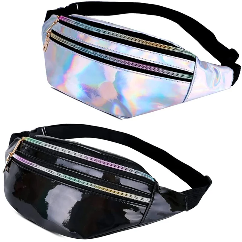 

1pc Fanny Packs Shiny Holographic Waist Bags Crossbody Waist Bag for Women Mens Waterproof Fanny Pack Belt Bag