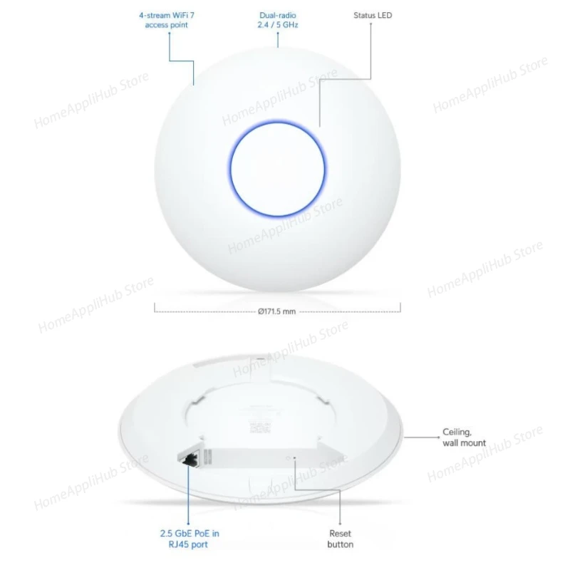 

U7-Lite Indoor Dual-band Gigabit Ceiling-mounted Wireless AP Wifi7 AP Large Apartment, Enterprise Class