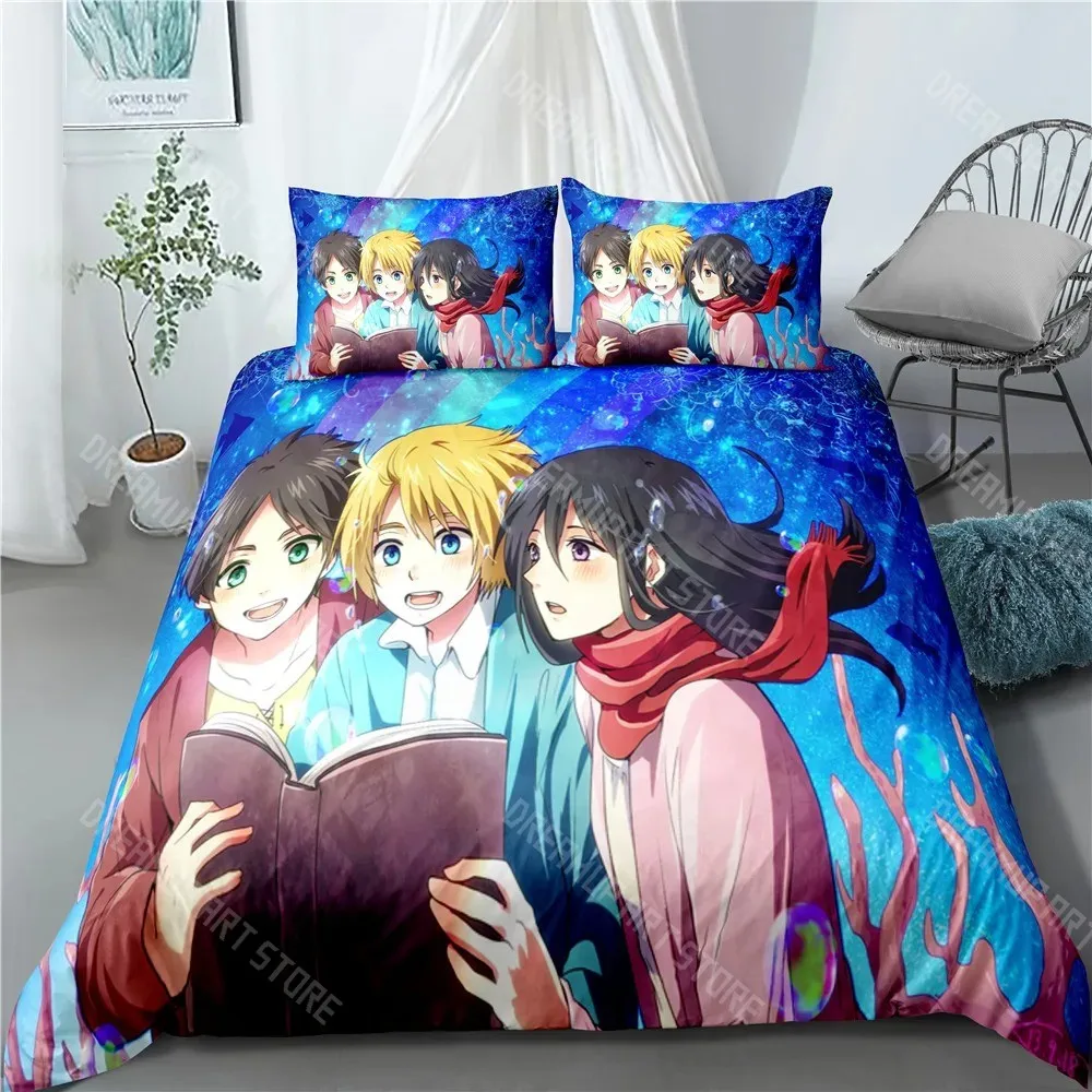 3D Printed Attack On Titan AOT Anime Bedding Set for Boys Girls Duvet Cover Pillowcase Twin Queen King Full Single Double Sizes