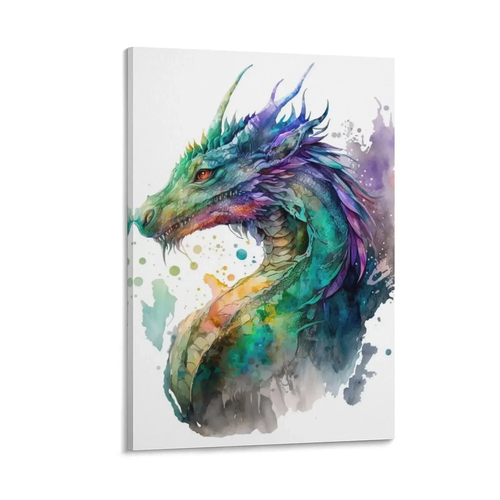

Colorful Fantasy Dragon in Watercolor Canvas Painting Wall decoration poster decorations for the room posters for room