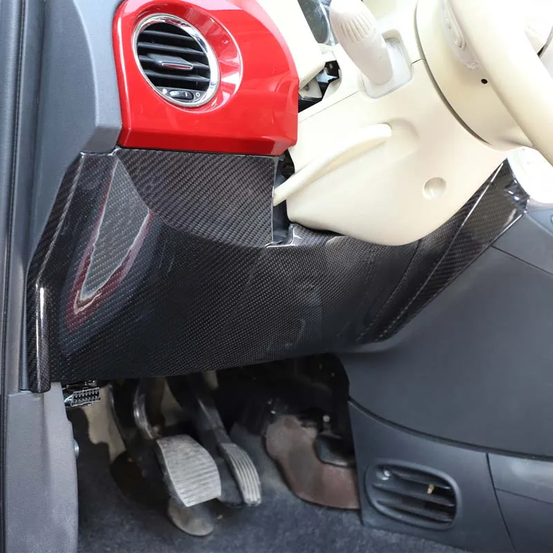 

Real Carbon Fiber Interior Dashboard Steering wheel Glove box handbrake Fuel tank Frame Trim For Fiat 500 2007-2015 Decoration