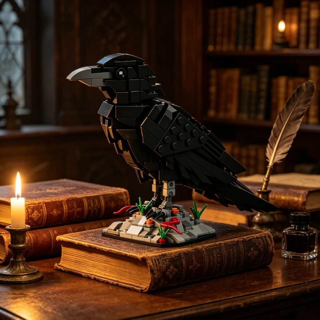 Realistic Black Crow MOC Building Blocks Raven Bird DIY Craft Kit for Adults Home Desktop Decor Collectible Model Gift