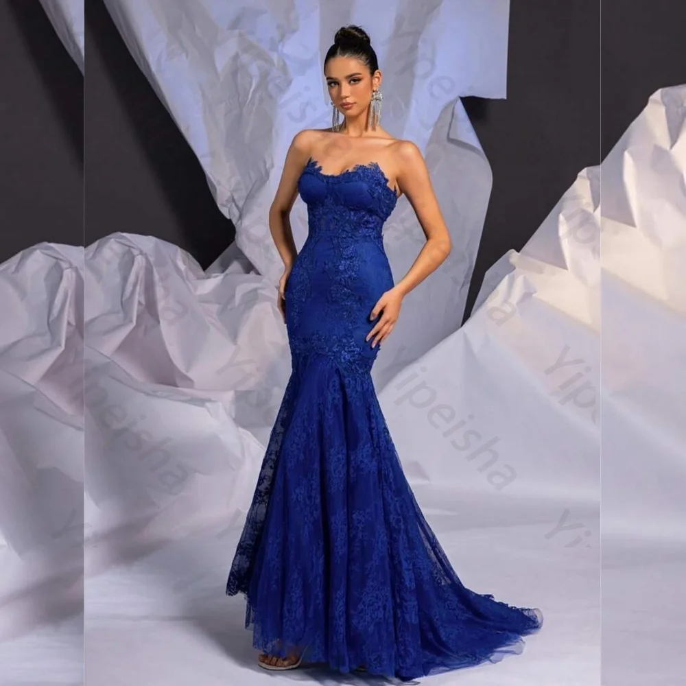 

Высокое качество, индивидуальные кружевные длинные платья русалки без бретелек, женские роскошные вечерние элегантные очаровательные вечерние платья на заказ
