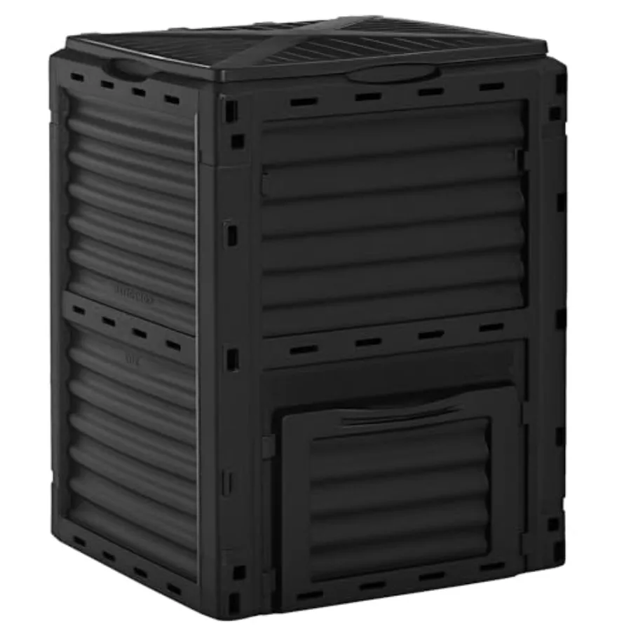 Garden Compost Bin 80 Gallon Outdoor Large Capacity Composter Fast Create Fertile Soil Aerating Box, Easy Assembly