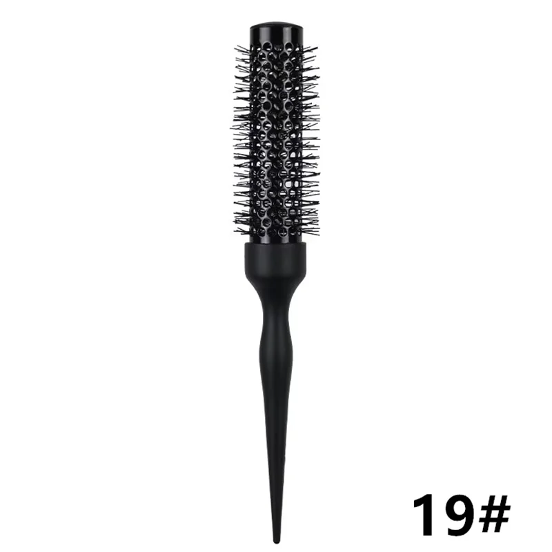 1 ST Zwarte Ronde Vat Haar Kam Haar Styling Haarborstel Nylon Kam Cilinder Krullend Haar Kam Aluminium Buis Salon Tool