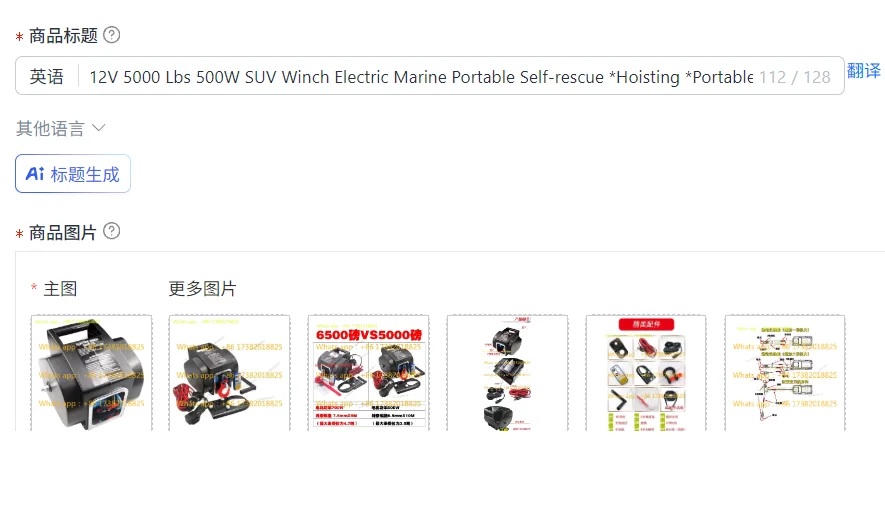 12V 5000 Lbs 500W SUV Winch Electric Marine Portable Self-rescue *Hoisting *Portable Car and Boat Winch Wireless