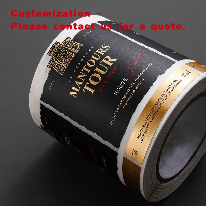 

custom.Black Wine Label Printing 750ml Wine Label Embossed Wine Bottle Label Sticker Luxury