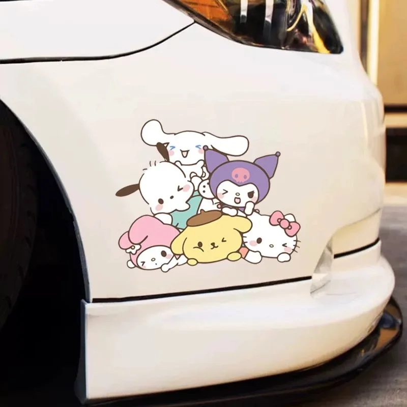 Car stickers Sanrio Hello Kitty kuromi cute cartoon personality motorcycle body sticker peeping doll decorative sticker car wind