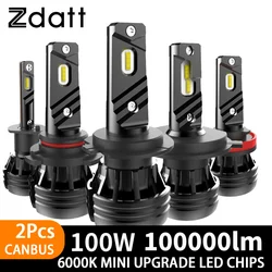 Zdatt H7 LED Headlights Super Bright 100W 6000K Canbus for H1 H4 H8 H9 H11 Turbo Fog Lamps 9005 HB3 9006 HB4 Led Lights 12V Cars