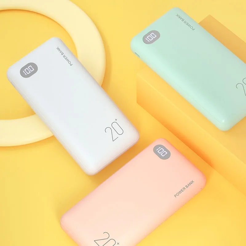 بنك الطاقة الموضة 20000mAh شاحن محمول خارجي Powerbank 2.1A شحن سريع LED عرض شاحن الهاتف للهواتف الذكية