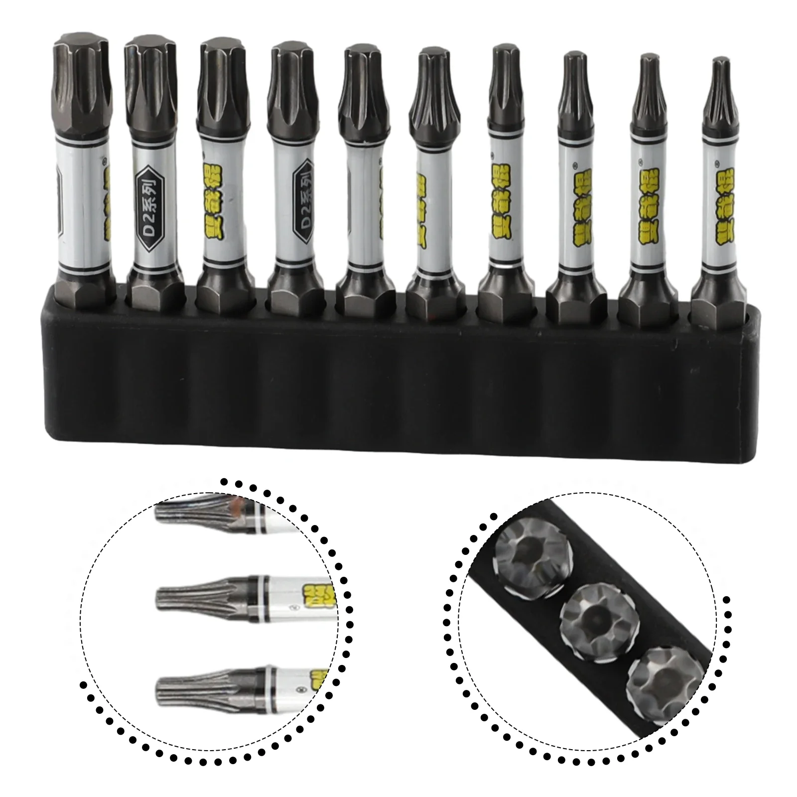 Tournevis avec porte-embout à 10 trous, impact magnétique, croix hexagonale, Torx universel, pièces d'installation à tiges hexagonales, 1,4 ", 10 pièces