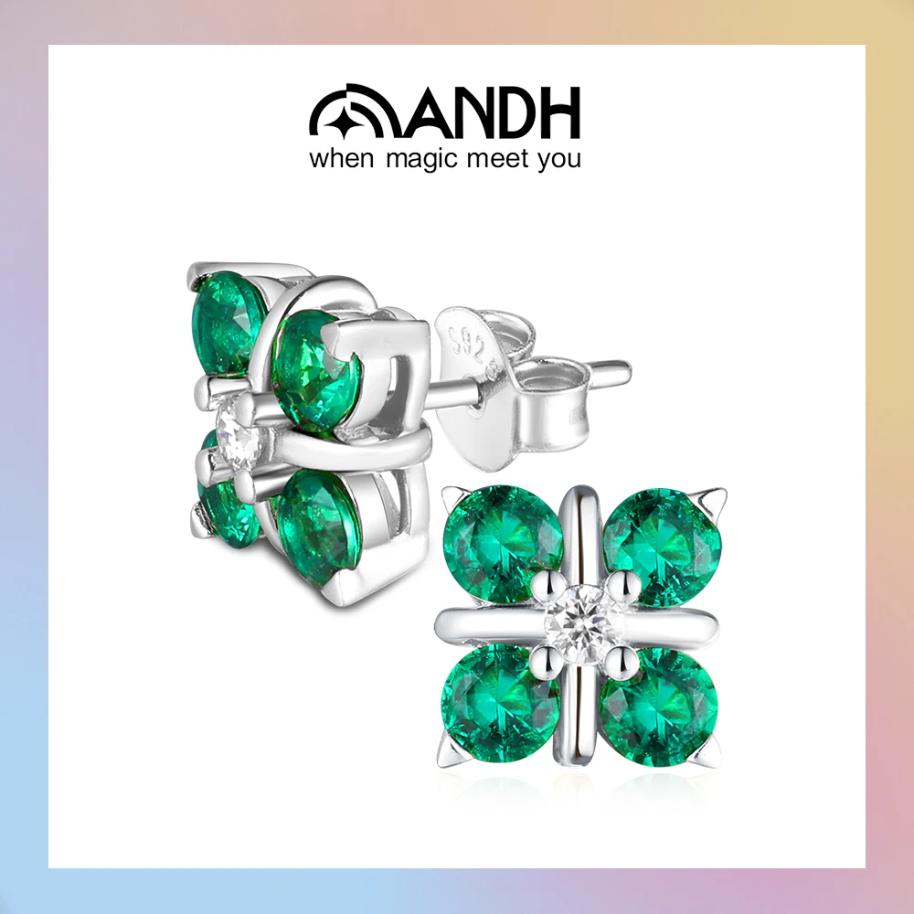 

Серьги-гвоздики APIR из 18-каратного золота с изумрудами и муассанитом на удачу, четырехлистный клевер, юбилей, день рождения, женские ювелирные изделия, подарок