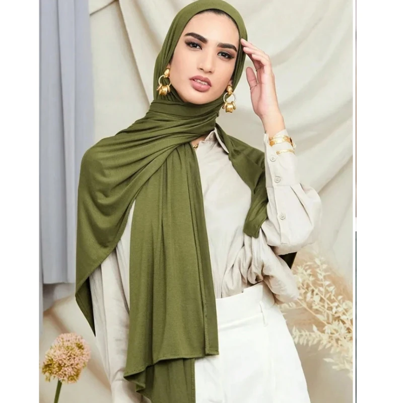 Modal Fabric Hijab Jersey Stretch Hijab Head Scarf Wrap for Women Muslim All Seasons Turban Femme Africaine