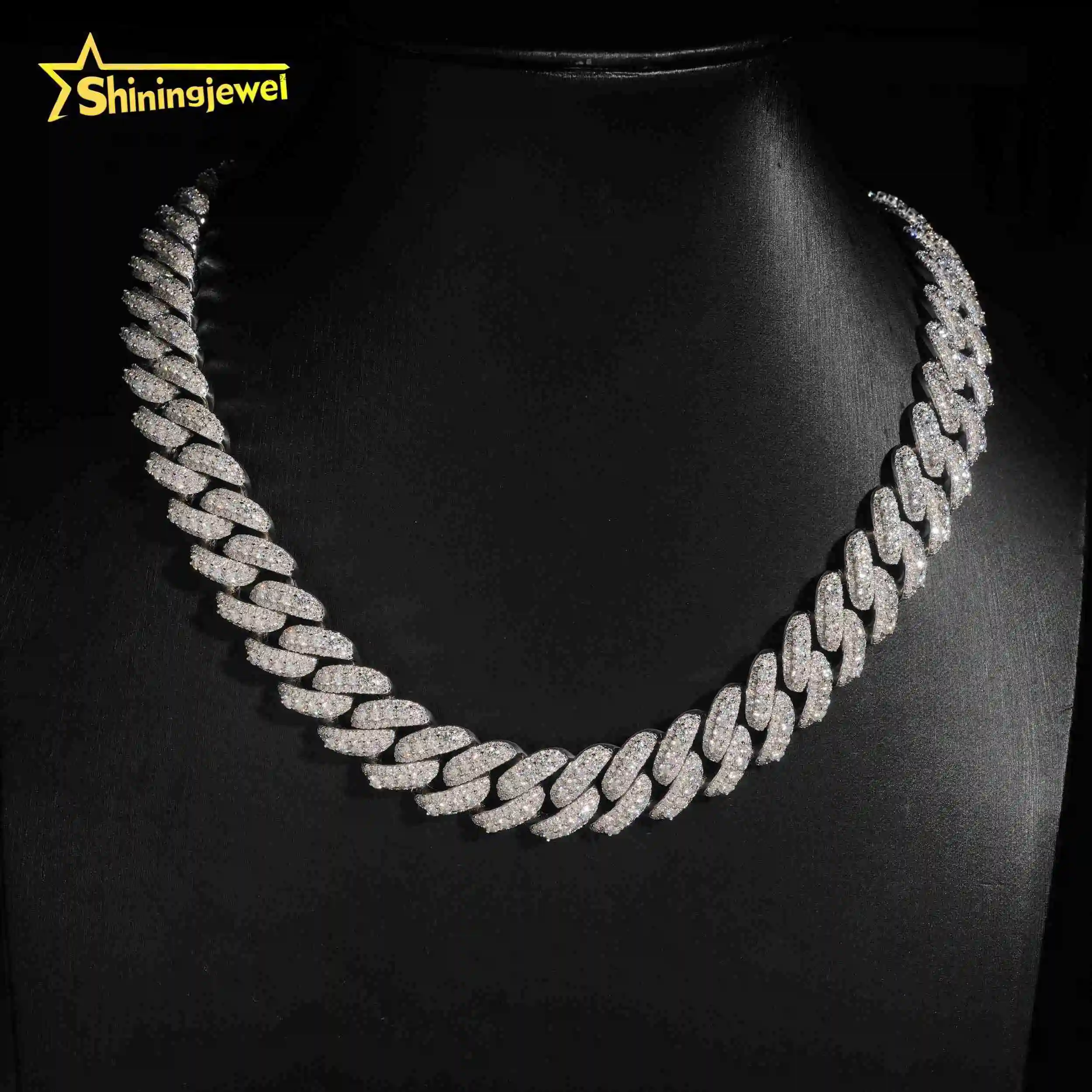 Out Iced Rise Moissanite 16mm Cuban Link Chain S925 Gold Plated Pass Diamond Test VVS Moissanite Diamond Hip Hop Chain..