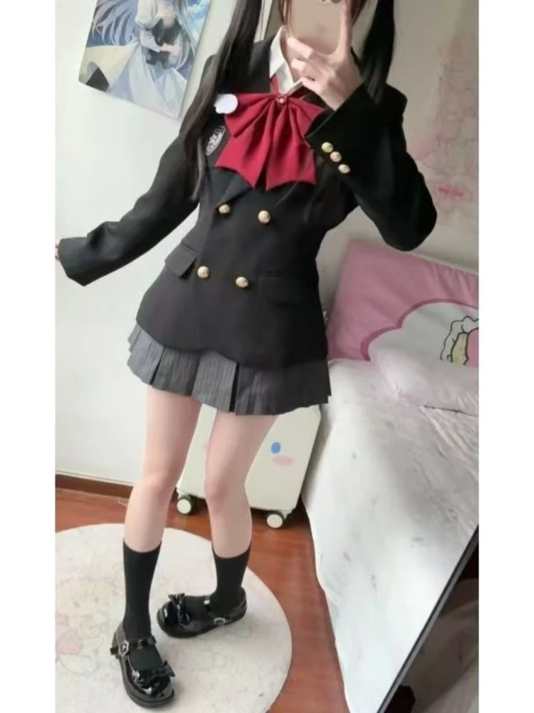 Imagen 5: Conjunto de 2 piezas de encaje estilo gótico Y2K para mujer, cárdigan elegante con mangas acampanadas, falda con lazo y cintura elástica, nuevo.