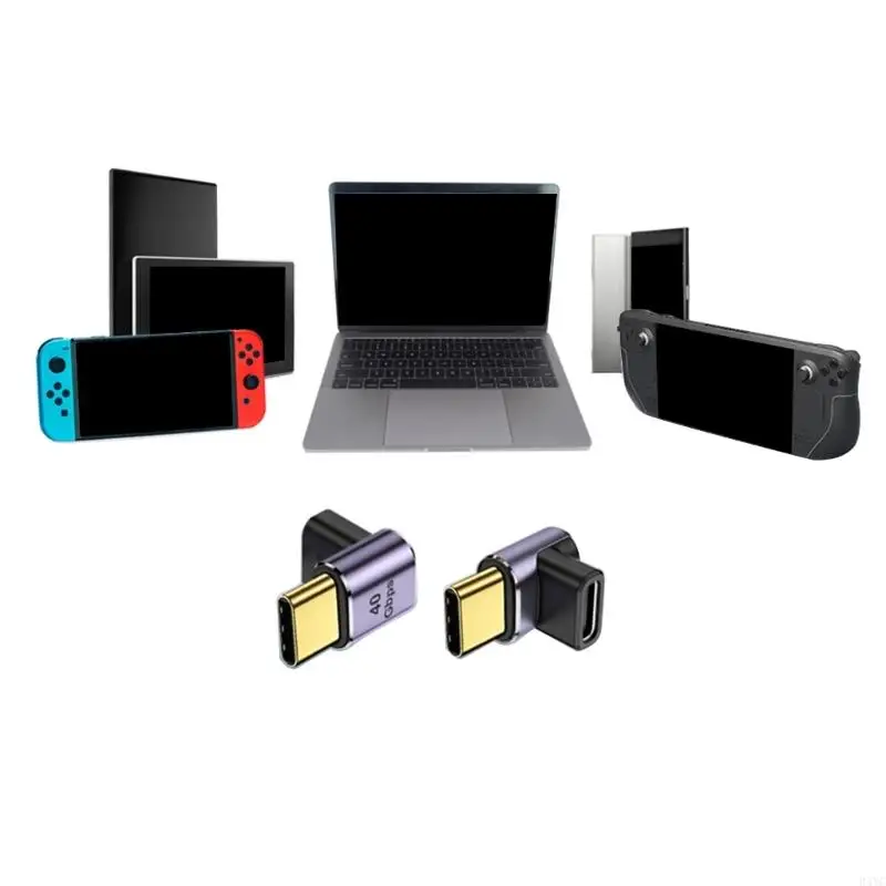 Adaptador USB C 34YC 90 ° Extender 40Gbps PD 100W Carga rápida para cubierta