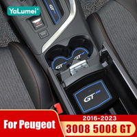 For Peugeot 3008 5008 GT 2016 2017 2018 2019 2020 2021 2022 2023 Car Gate Slot Cup Mat Door Non-slip Rubber 3D Accessories