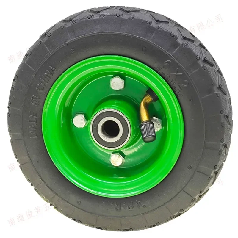 6x2 Inch Inflatable Wheel 6001 Steel Bearing Swivel Bracket Industrial Wheel 12mm