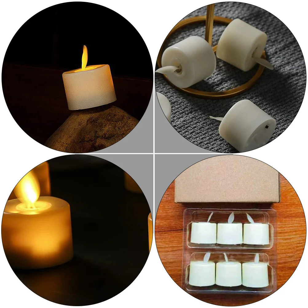 

6Pcs Electronic Lamps Realistic Flameless LED Decorative Lamp Romantic Scene Desktop Ornament Indoor Lighting